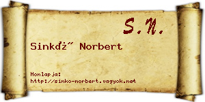 Sinkó Norbert névjegykártya